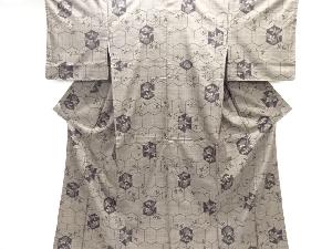 大特価品　亀甲に枝花模様織り出し本場泥大島紬着物(5マルキ)